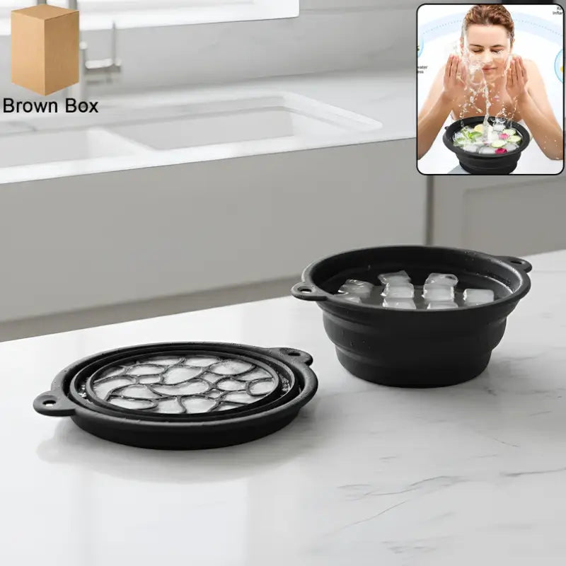 Silicone Ice Facial Bowl with Built-In Ice Tray Foldable Skin Care Bowl (1 Pc)