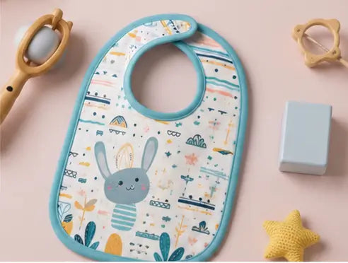 Baby Bibs Pack of 3 – Waterproof Silicone & Soft Cotton Feeding Bib Set for Babies & Toddlers