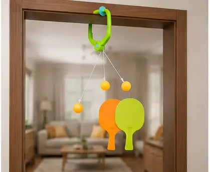 Indoor Hanging Table Tennis Trainer Set – 2 Rackets & 3 Balls for Kids, Self-Play & Skill Development
