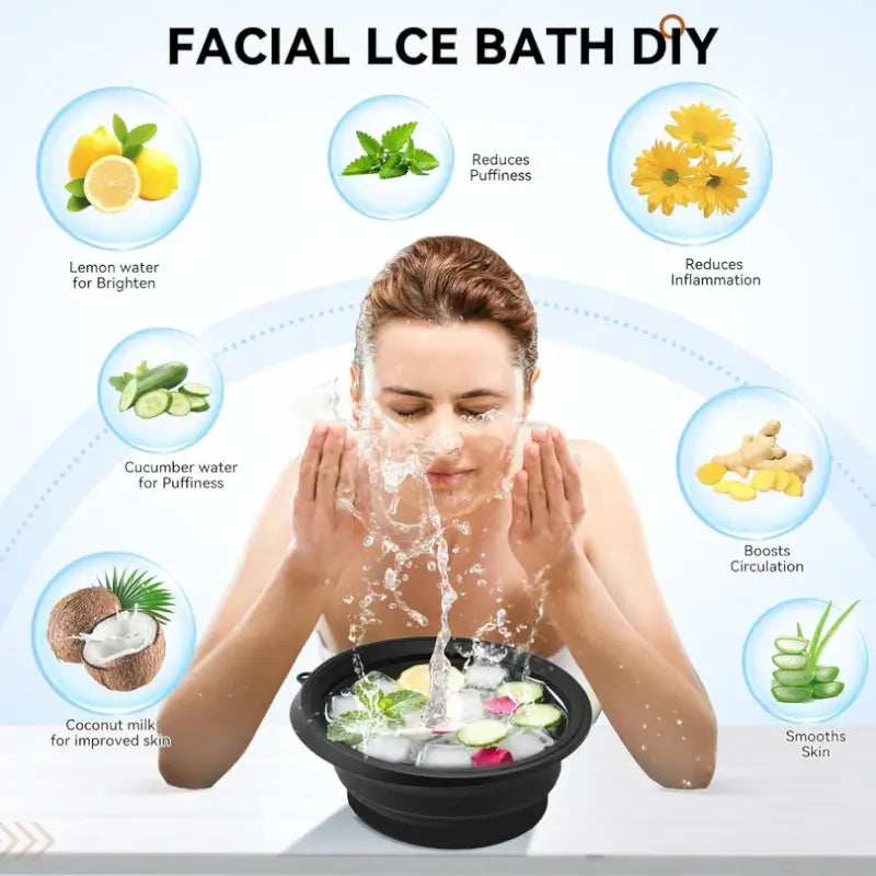 Silicone Ice Facial Bowl with Built-In Ice Tray Foldable Skin Care Bowl (1 Pc)