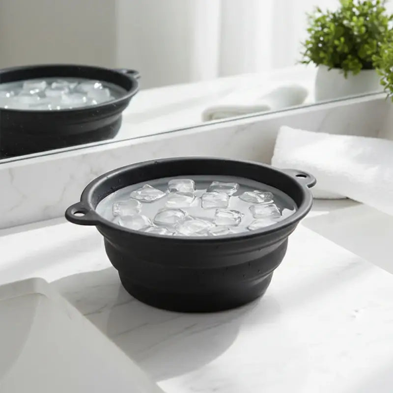 Silicone Ice Facial Bowl with Built-In Ice Tray Foldable Skin Care Bowl (1 Pc)