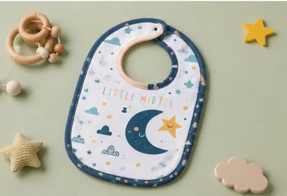 Baby Bibs Pack of 3 – Waterproof Silicone & Soft Cotton Feeding Bib Set for Babies & Toddlers